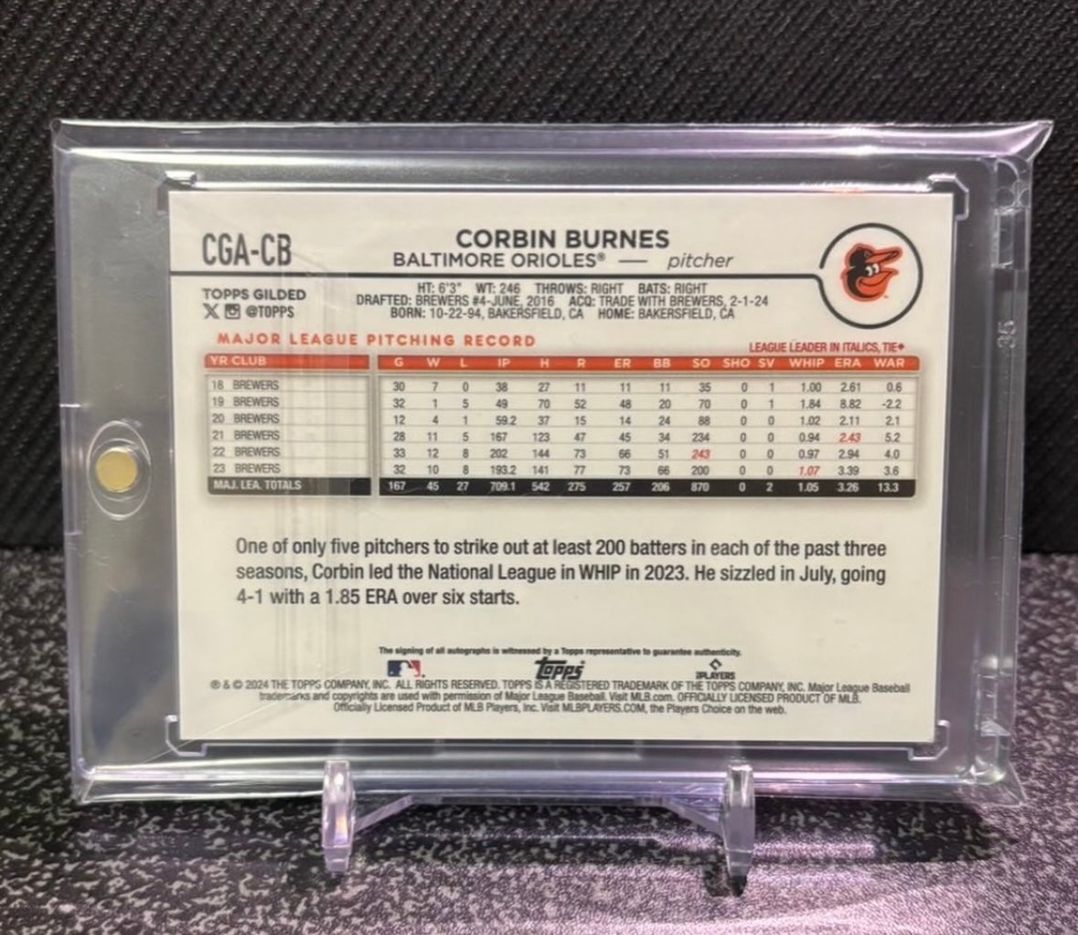 Topps Chrome 2024 CORBIN BURNES AUTOGRAPH /25