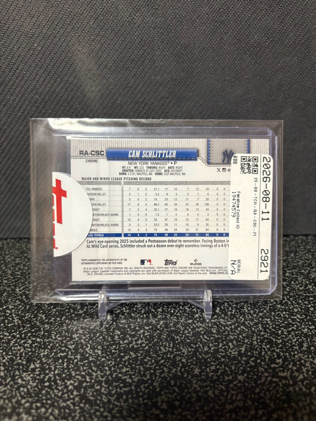 Topps chrome キャム・シュリットラー RC 直筆サイン 250枚限定 CAM SCHLITTLERRC auto /250
